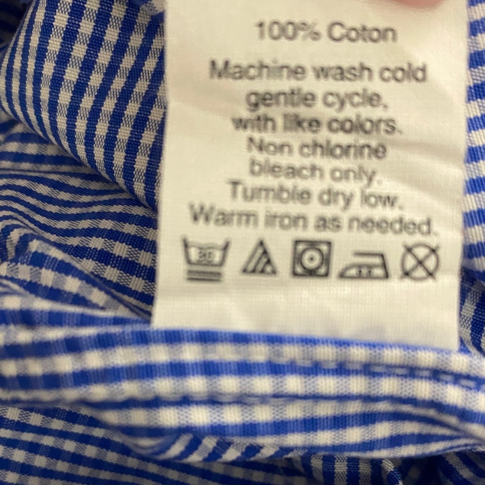 J. Crew Thompson Premium Shirting Navy Gingham Men's Shirt Sz. 17 - 17 1/2 - Picture 6 of 7